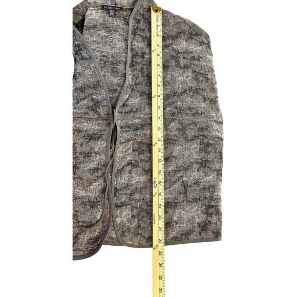 Eileen Fisher Petite Open-Front Jacket Gray & Black Abstract Design Linen Blend - Picture 8 of 8